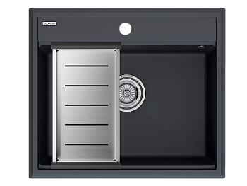 Кухонная мойка + коландер Paulmark PM115951-AN+A375-BS 60х50 цвет черный